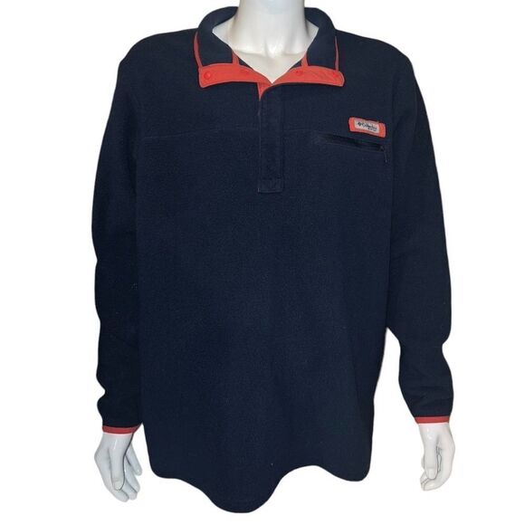 Columbia Men's Blue PFG Fleece Pullover Shirt Reflective Logo Extra Large EUC - Picture 1 of 10